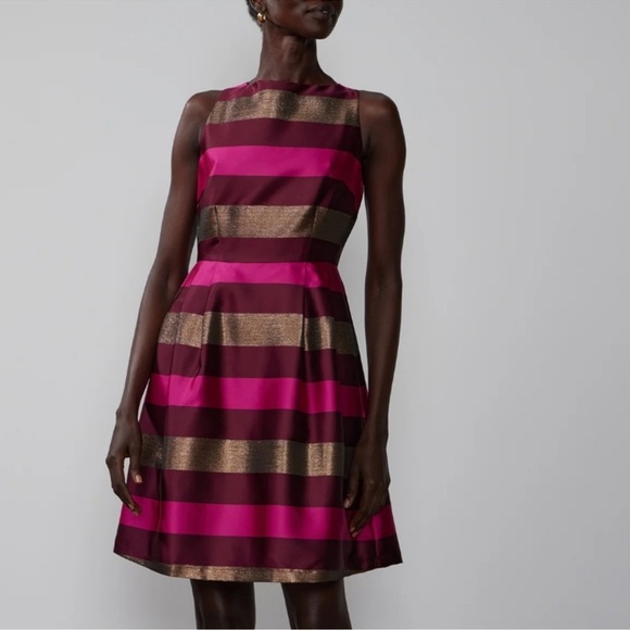 New York and company Striped Pink and Gold Women's Dress -  cruiseboatoman.com